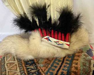 Native American Inspired Head Dress, Rug, Throw And Bracelet