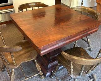 Square Table On Casters 4 Vintage Chairs