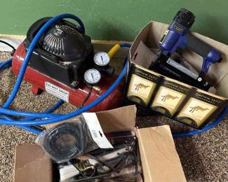 Staple Gun, Central Pneumatic Oiless Compressor, More