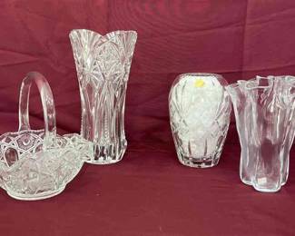 Assortment Of Cut Glass Crystal Vases 