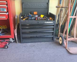 Husky Tool chest.. 
Can be Old with or without tools. Misc screwdrivers allen welches and Socket. 