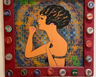 Now $30; Was $60. Spray art with beer caps