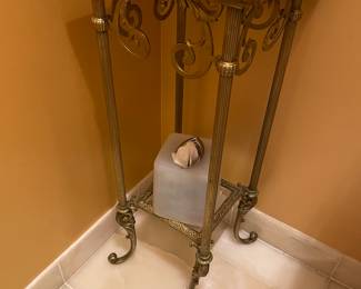 Now $125; was $250. Antique Brass and Marble Top Side End Table. 12"square marble top and 31"h overall.