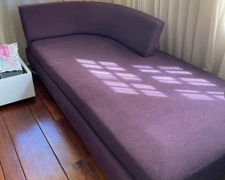 Chaise has elegant rounded back; Chaise is 79"L.