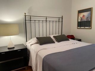 Now $200. Was $400. Queen headboard wrought iron and antique brass, by Charles P. Rogers Co. The "Charleston Bed" is the style. Retails new for $1,000. (headboard only). https://www.charlesprogers.com/Charleston-Bed' (large Room & Board side table still available in this sale)