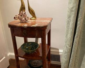 Now $300. Was $600. Antique cabinet with drawer and shelves. (items not included) 17"Wx15.5"Dx32.5"H