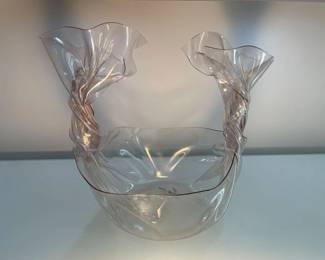 Now $40. Was $80. Vintage Acrylic bowl. Goes for around $300 on Chairish: https://www.chairish.com/product/4934791/large-vintage-1990s-ct-designs-acrylic-lucite-bowl-with-tall-twisted-ends?gclid=CjwKCAjwgZCoBhBnEiwAz35RwrtY-BQz45re_yd_8w3_F66BVTzl6Sx9qaOllccLqeeINmjDMw9CLBoCuBAQAvD_BwE