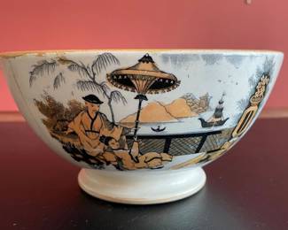 $40. Antique Bowl 1880-1900. 8.5"diameter 4.25" H. The Royal Sphinx factory was established by Petrus Regout in 1834. It was located in Maastricht, Holland. Antique bowl has surface cracks and shows its 100 years+ age.