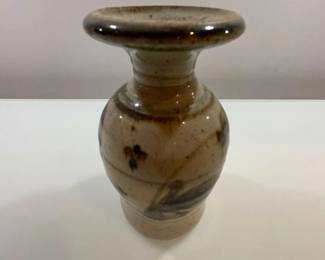 $10. bud pottery vase 5.5"Hx3.5"W; 1/2"opening at top