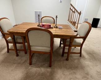 Wooden Dining Table with 6 Cushioned Chairs