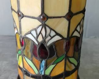 Tiffany Style Stained Glass Mini Table Lamp, 10" Tall, Powers On