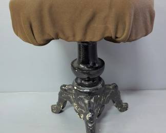 Vintage 3-Leg Cushioned Wood Stool, 21" Tall x 13" Wide