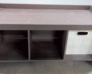 Wood Cubby Storage Bench, 18.5" H x 36" W x 14" D, With Storage Basket