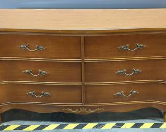 Basset Furniture Wood Dresser With Mirror, 6 Drawers, 60" H (With Mirror Attached) x 52" Wide x 18" Deep, Matches Lots 123 And 126