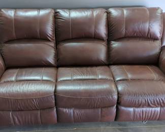 Leather Couch With 2 Reclining Seats, 40" High x 82" Wide x 43" Deep, Matches Lot 131