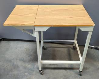 Typing Table With Fold-Up Leaf, On Wheels, 27" H x 30.5" W (With Leaf) x 18" D