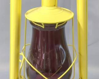 Shapleigh Hardware Lantern With Red Painted Glass, 14.5" Tall