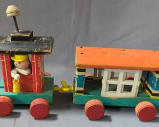 Vintage Fisher Price Wood Train Pull Toy