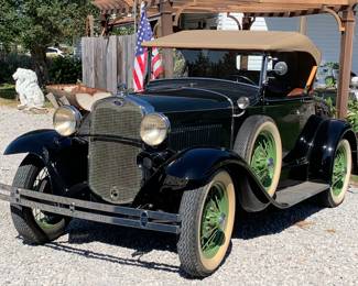 Museum Quality 1930 Ford Roadster in Excellent Running Condition with fold down top, rumble seat, luggage rack, 12 volt conversion