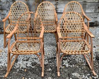 Fantastic bentwood woven sinew Snowshoe Chairs (Coordinating woven sinew fireside firewood rack will be available).