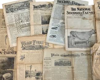 1880s-1920s Cleveland Ohio Newspapers and a 1943 Fort Wood News Military paper advertising a upcoming boxing match for Joe Louis. 