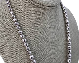 Fine 31 gram Sterling Silver graduated Bead Necklace