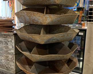 5 tier revolving Vintage industrial hardware store display 25 divided bins rounder