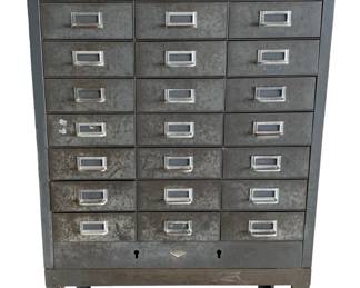 27 drawer 2 pc vintage industrial multi drawer cabinet with base