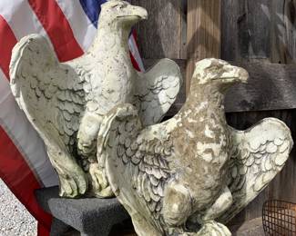 Pair of Early impressive cast Eagle statues 