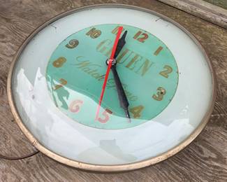 Working Mid Century Jewelers convex glass GRUEN wall clock
