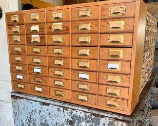 40 Drawer Vintage  hardware/crafting cabinet, 28 1/2” x 18” x 7 3/4”