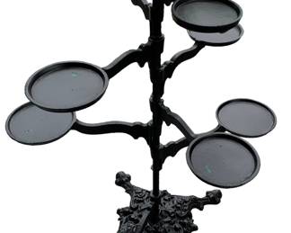 Vintage swing arm ornate cast iron Conservatory plant stand, or repurpose as a dramatic candelabra: 32” tall x 20” wide