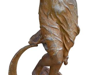 Art Nouveau Antique Crescent Moon Goddess Newel Post Spelter Statue 