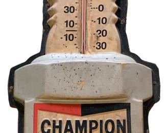 Working 25” long vintage Champion Spark Plug Wall Thermometer. 