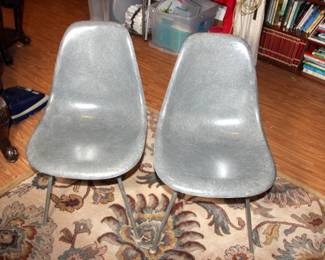 Pair of ca. 1958 Fiberglass Eames Chairs - Elephant Skin Gray