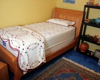 Twin Bed Set with Like New Serta Mattresses