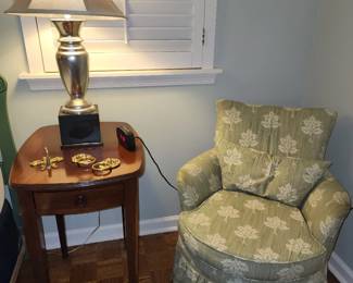 End table, small club chair. 