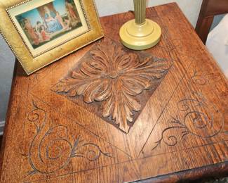 Antique Oak lamp table.