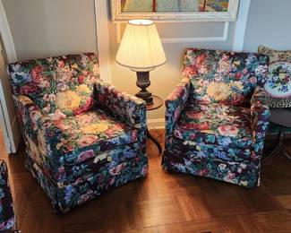 Floral pattern Club chairs.