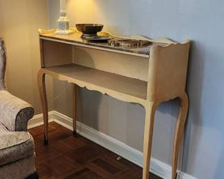 Marble top credenza/bookcase.