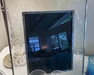 Sterling silver and cutglass picture frame.