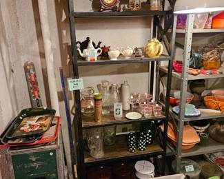 $50 MCM Metal shelf, Vintage Libby green