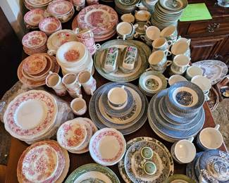 Currier & Ives & Meakin (Red, green & blue)