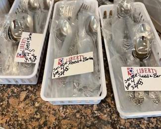 these are 3 different silverware sets. There are 32 pieces in each set. That's service for 4 in each tray. They will be 1/2 off on Wed. Are you having 4? 8? 12? guests for a holiday gathering?