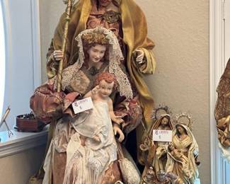 This papermache nativity is so unique and beautiful. It is about 4 and 1/2 feet tall. It was $280. It will be $140 or less.