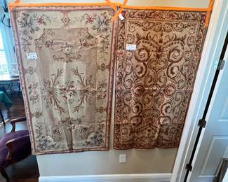 There are MANY hand sewn tapestries. Ranging in price. The most expensive was $100 so they will be $50 or less on Wed. 