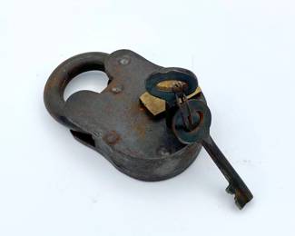 Antique padlock w/ matching key set