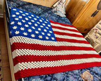 Large Handmade Crocheted American Flag