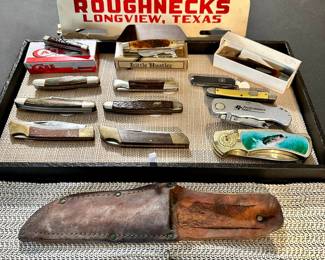 Knives - Vintage White Oak Roughnecks License Plate Topper