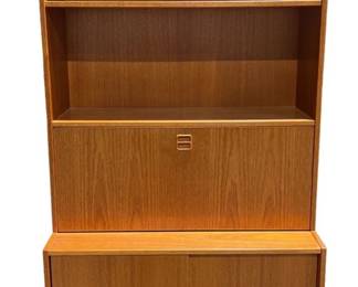 vintage secretary teak bookshelf